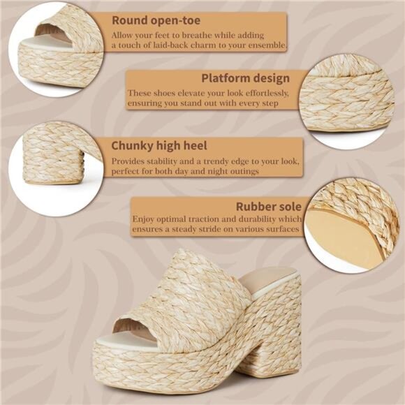 Platform Sandals Open Toe Chunky High Heel - Picture 5 of 7